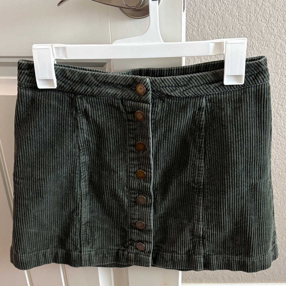 Charlotte Russe Olive Corduroy Mini Skirt